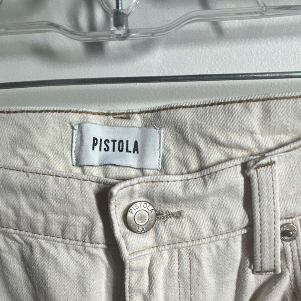 Pistola/Anthropologie Ivory Denim Jeans Button Zip Wide Leg NWT Size 30/10